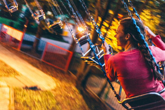 Woman in amusement park