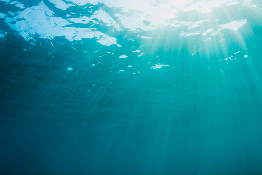 Ocean surface with sunlight underwater