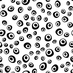 Light BLUE vector seamless texture with disks. Illustration with set of shining colorful abstract circles. Pattern for design of fabric, wallpapers.