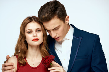 Beautiful couple charm relationship romance roses luxury love light background