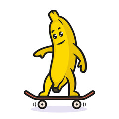 The banana mascot with cool pose style design white background