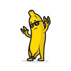 The banana mascot with cool pose style design white background