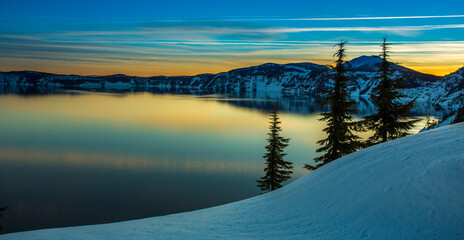 Crater Lake National Park at sunrise in winter © Bob