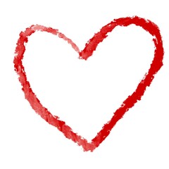 Heart shape frame with brush painting isolated on white background.Illustration background.Concept for World heart day.Health care, Donate, World health day,CSR responsibility, Love and Encourage.