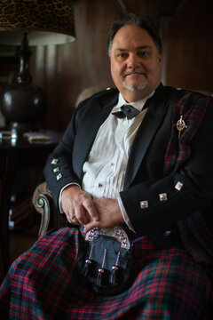 Scottish man in traditional dress.