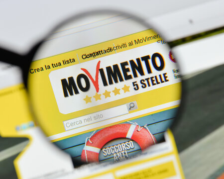 Milan, Italy - August 20, 2018: Movimento cinque 5 Stelle website homepage. Movimento cinque 5 Stelle logo visible.