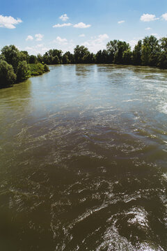 Swollen river and water flow detail