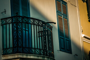 View of the facade of an old house in Greece
