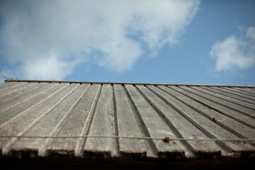 Roof slope. Roof surface against the sky. 