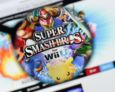 Milan, Italy - August 20, 2018: Super Smash Bros. For Wii U Website Homepage. Super Smash Bros. For Wii U Logo Visible.