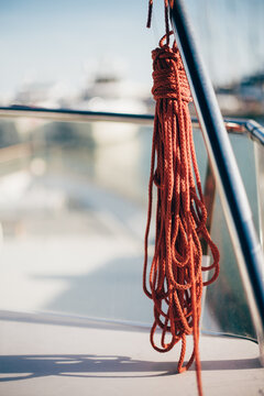 Orange rope on a boat