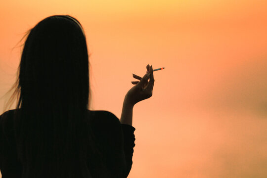 A woman smoking cigarette