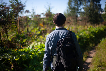 The guy travels to untouched places of nature. 