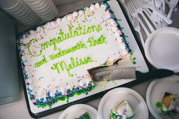 Cake: Slices Being Cut From Humorous Cake Fail