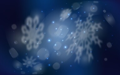 Dark BLUE vector layout with bright snowflakes. Shining colored illustration with snow in christmas style. New year design for your business advert.
