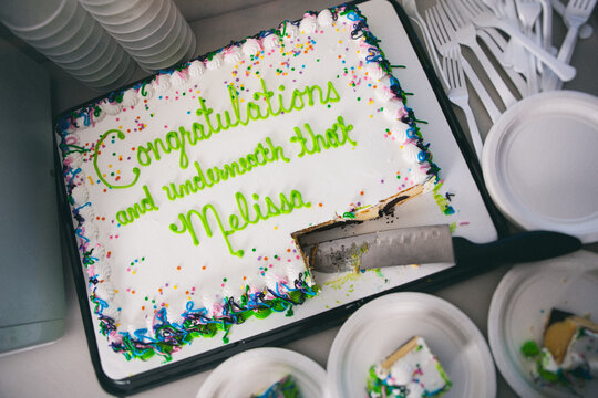 Cake: Slices Being Cut From Humorous Cake Fail