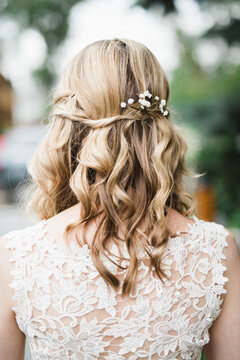 Portrait of brides wedding hair style