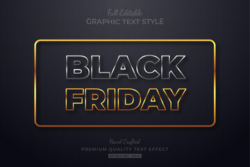 Obraz premium Black Friday Silver Gold Editable Text Style Effect Premium