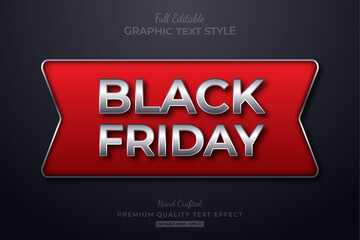 Black Friday Red Silver Editable Text Style Effect Premium