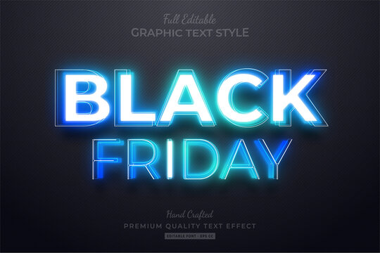 Black Friday Blue Neon Editable Text Style Effect Premium
