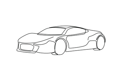 Continuous one line drawing of a sport car