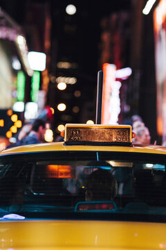 Yellow cab in traffic in NYC