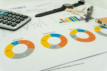 business report with pen statement with graph and data analysis