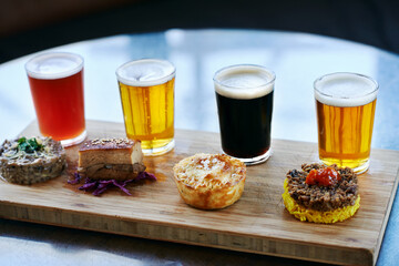 Hipster craft beer tasting flight menu
