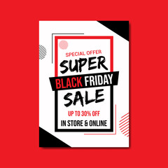 black friday super sale flyer template vector illustration