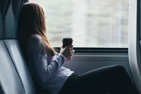 Woman in train