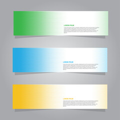 horizontal banner set, blue, green, orange color minimalist modern elegant template layout design vector, for advertising business