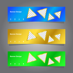 shiny elegant colorful banner set template collection, modern luxury style, with triangle shape isolated for image, vector graphic design