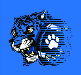 tiger football team mascot holding ball in paw for school, college or league