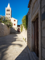 Bell tower in the old town of Rab Croatia