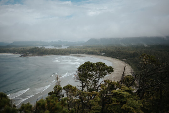 Exploring Cox Bay in Tofino, British Columbia on a foggy morning