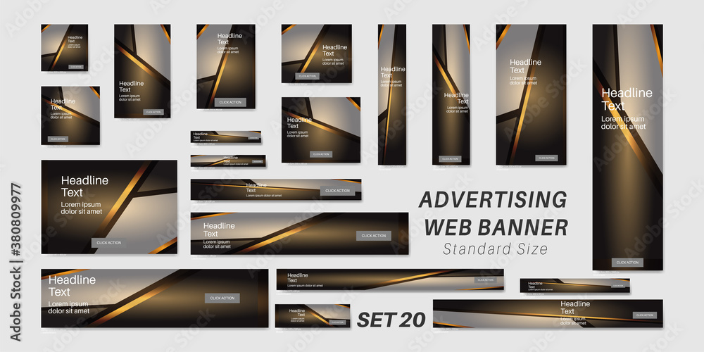 Wall mural set of creative web banners in standard sizes. vector design template for your advertisement