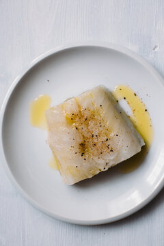 Raw halibut fillet