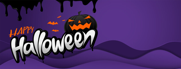 Happy Halloween banners or party invitation background.Vector illustration