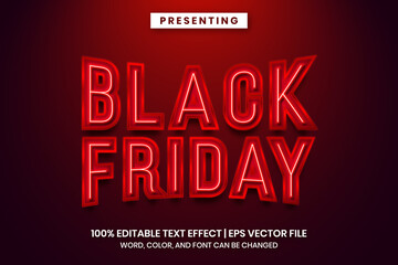 Neon sign black friday text effect template