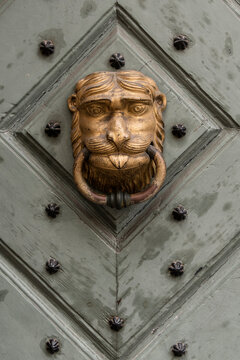 Lionhead as a knocker on a door