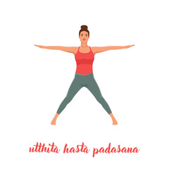 Fototapeta na wymiar Side Hands And Feet Pose, Parsva Hasta Padasana flat illustration isolated on white background