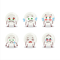 White plate cartoon character with sad expression