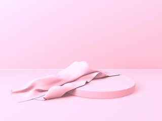 Empty showcase for cosmetic product presentation. Minimal scene