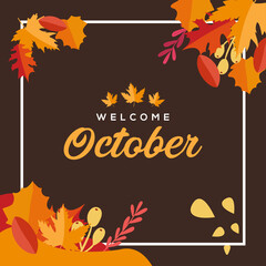 Hello October Vector Design Illustration For Banner and Background. Welcome October