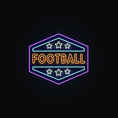 Football logo, neon sign banner design