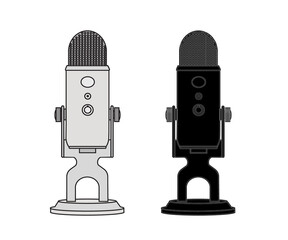 Microphone on a white background. Cartoon. Vector illustration.