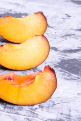 Three plum slices close up