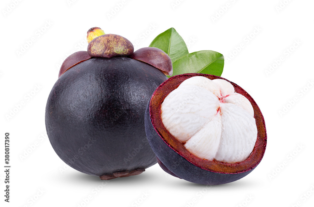 Wall mural Mangosteen on white background