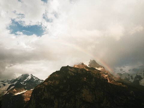 Rainbow over the swiss alps