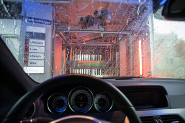Driving Through Car Wash Tunnel